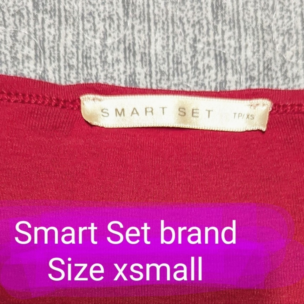 Smart Set ladies Xsmall T shirt, reddish colour, stretchy fabric, EUC - Picture 2 of 12